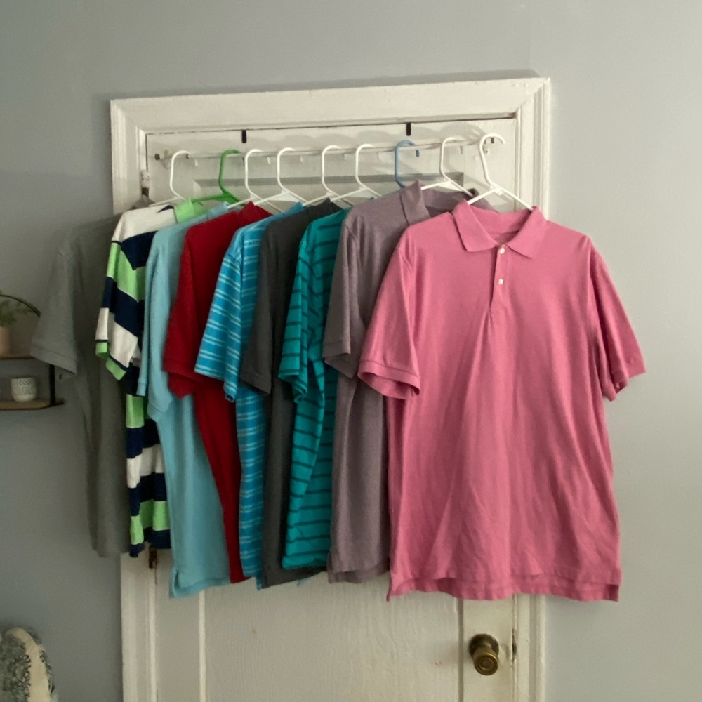 MENS polo shirts bundle of 9 polo shirts size Large smoke & pet free